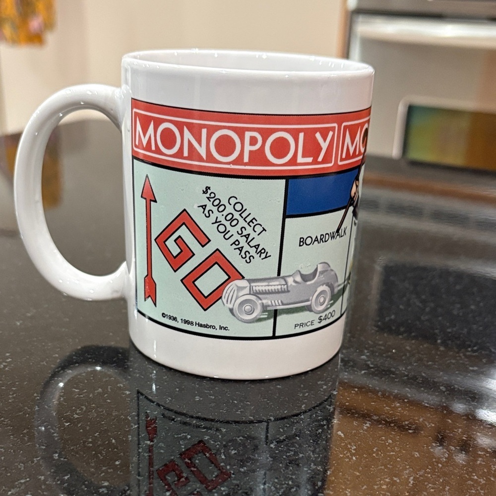 Hasbro 1998 vintage Monopoly board game Themed Mug Design